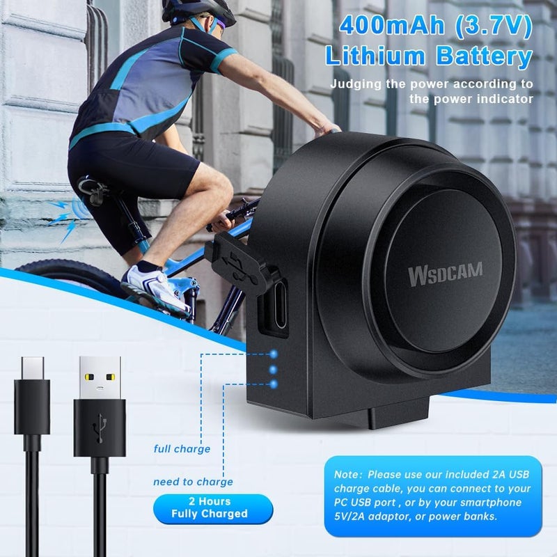 wsdcam USB Rechargeable Bike Alarm with Remote, Wireless Vehicle Security Alarm System Anti Theft Vibration Motion Sensor Alarm for Car Trailer Motorcycle Scooter Ebike - Image 4